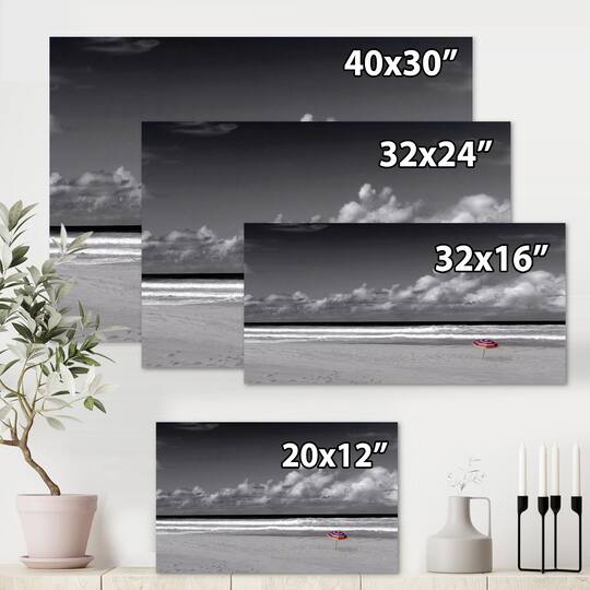 Designart - Monochrome Coastline Under Cloudy Sky